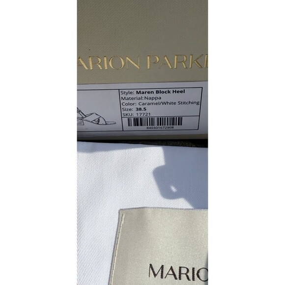 Marion Parke Maren Block Heel Napa Caramel White Stitching NIB $595 Size US 8.5 - Picture 10 of 11